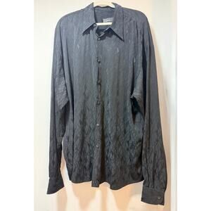 Vintage Bernini Beverly Hills Men's Black Textured Button-Down Shirt Size XXXL